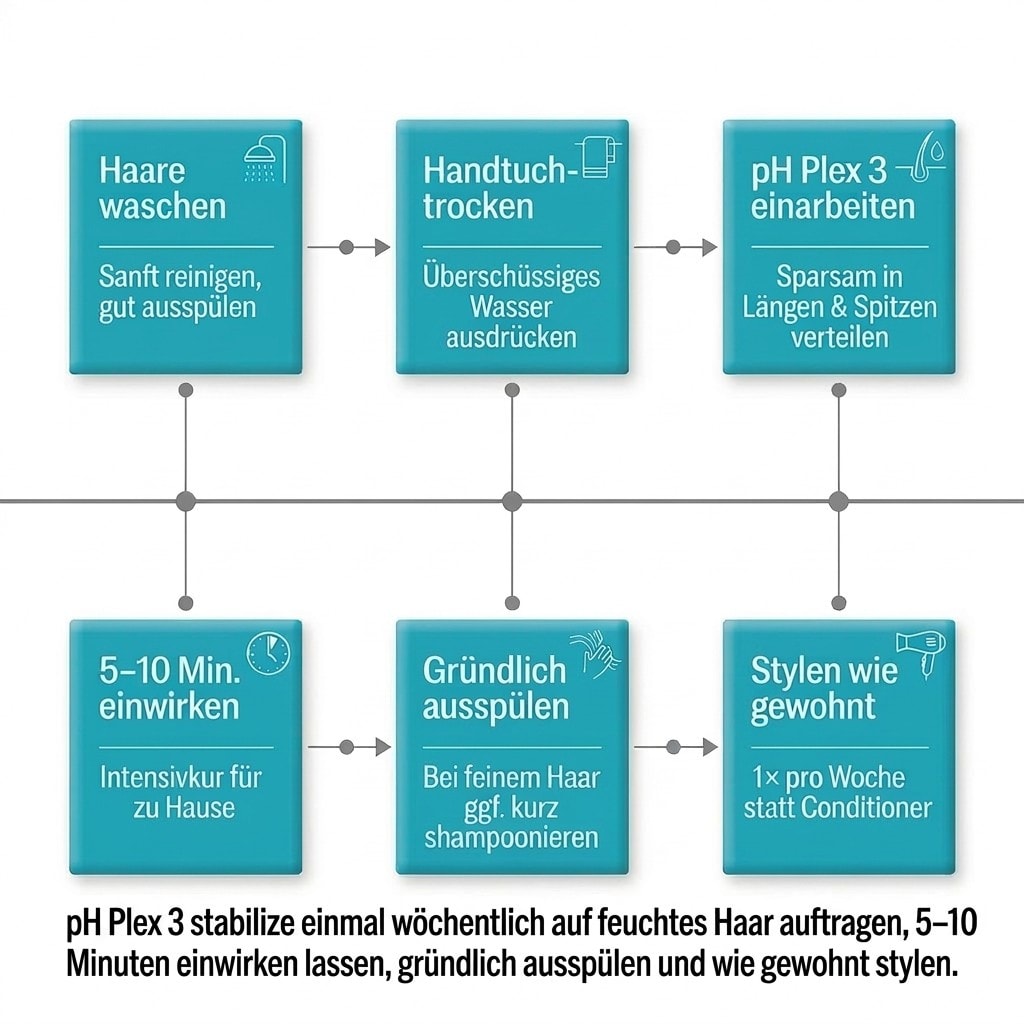 Schritt-für-Schritt Anleitung für Haarwäsche und Styling mit pH Plex 3.