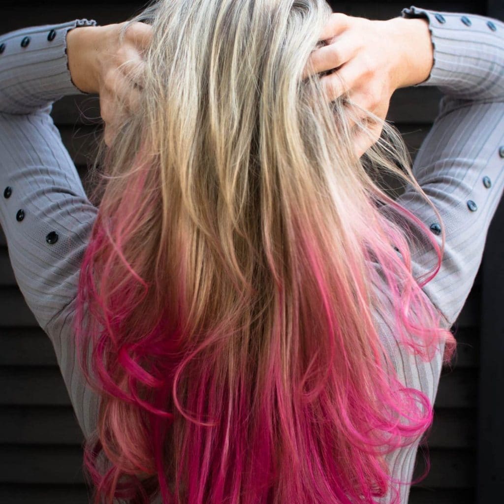 Woman with blonde to pink tips pH Plex blog on malic acid